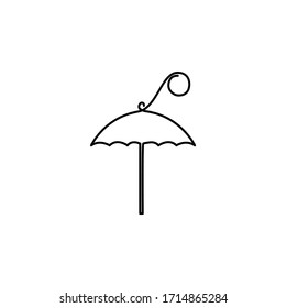beach umbrella one line icon on white background