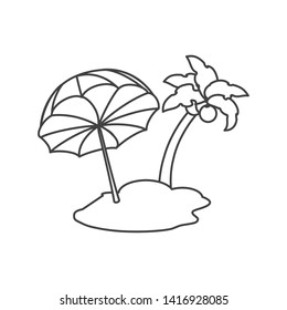 beach umbrella open in island with palm tree