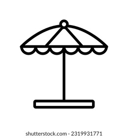 Beach Umbrella Outline Icon Vector Illustration