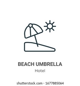Beach umbrella outline vector icon. Thin line black beach umbrella icon, flat vector simple element illustration from editable accommodation concept isolated stroke on white background