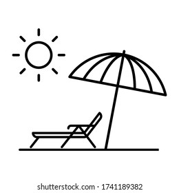 Beach umbrella outline vector icon. sunshade illustration sign collection. holiday symbol. summer logo.