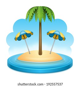 Beach umbrella and palm tree summer holidays vector illustration 