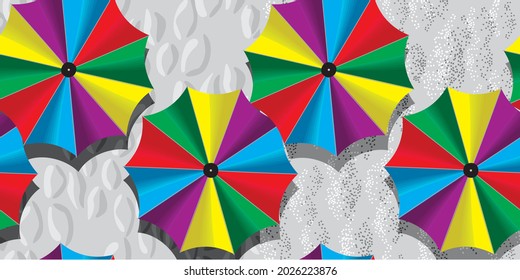 beach umbrella pattern. illustration of umbrellas lined up on the beach with a pattern concept. to decorate wallpapers, offline and online backgrounds. Vector can be edited