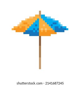 beach umbrella pixelated style icon