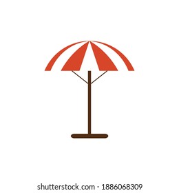  Beach Umbrella Red and White. The symbol of a holiday by the sea