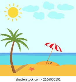 Beach umbrella. Rest. Vector illustration