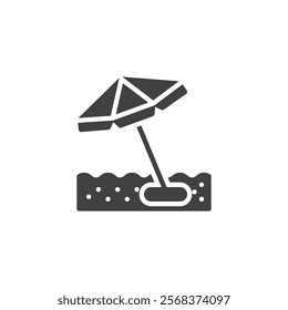 A beach umbrella and sand vector icon. filled flat sign for mobile concept and web design. Summer Beach glyph icon. Symbol, logo illustration. Vector graphics