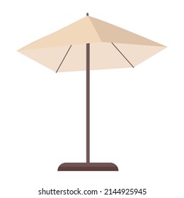 Beach umbrella semi flat color vector object. Full sized item on white. Sheltering from sun. Protect from harsh UV rays. Simple cartoon style illustration for web graphic design and animation