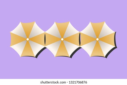 Beach umbrella set. Top view, Isolated for all backgrounds