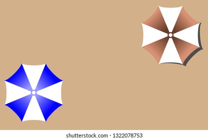 Beach umbrella set. Top view, Isolated for all backgrounds
