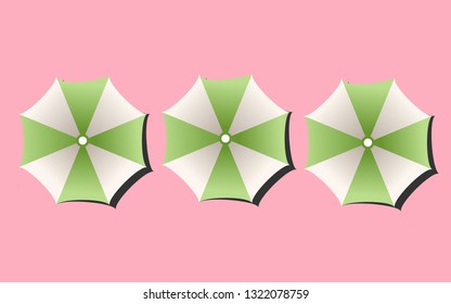 Beach umbrella set. Top view, Isolated for all backgrounds
