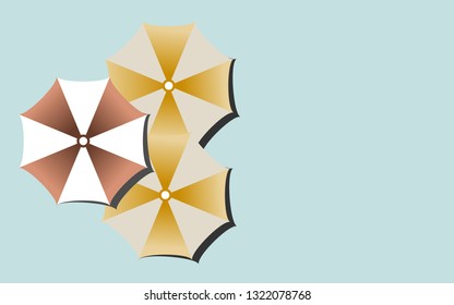 Beach umbrella set. Top view, Isolated for all backgrounds
