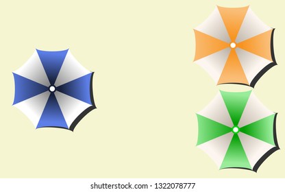 Beach umbrella set. Top view, Isolated for all backgrounds