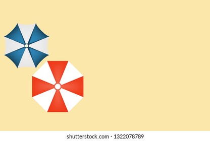 Beach umbrella set. Top view, Isolated for all backgrounds