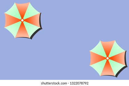 Beach umbrella set. Top view, Isolated for all backgrounds