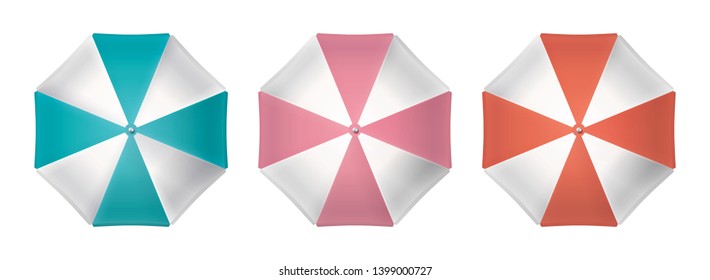 Beach umbrella set. Top view. Vector design isolated for all backgrounds.