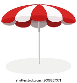 Beach umbrella with shadow isolated on a white background