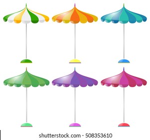 Sonnenschirm in sechs verschiedenen Farben - Illustration