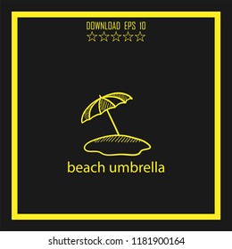 beach umbrella sketch vector icon