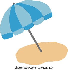 A beach umbrella standing on the sand