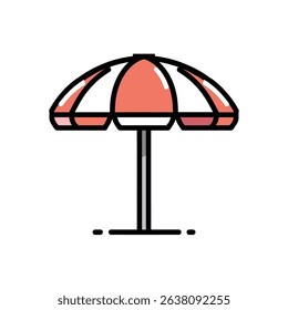 Beach umbrella stands providing shade outdoor simple illustration