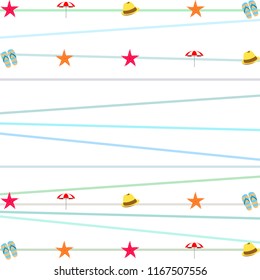 beach umbrella starfish hat flip flops beach holiday vector background