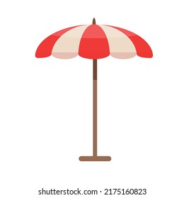 Beach Umbrella For Summer Patio. Restaurant Or Cafe Accessories. Sun Protection Element From Sunburn. Vector Icon Illustration Isolated On White Background.