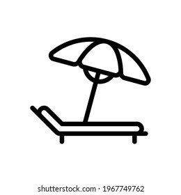 Beach umbrella, summer rest, simple icon. Black linear icon with editable stroke on white background
