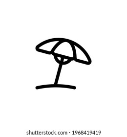 Beach umbrella, summer rest, simple icon. Black linear icon with editable stroke on white background