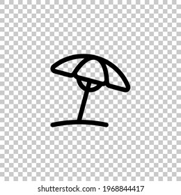 Paraguas de playa, descanso de verano, icono sencillo. Símbolo lineal modificable negro sobre fondo transparente
