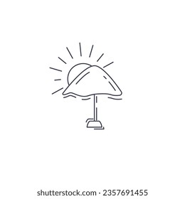 Beach umbrella, summer rest, simple thin line icon.
