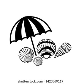beach umbrella for summer striped icon