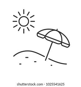 beach umbrella, sun, icon vector