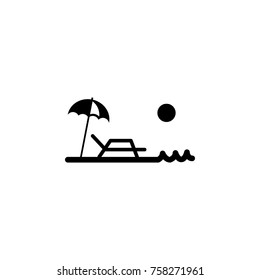 Beach umbrella and Sun lounger icon. Beach holidays simple icon. Travel element icon. Premium quality graphic design. Signs symbols collection icon for websites, web design on white background
