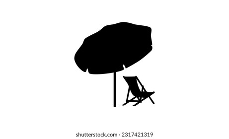 Beach umbrella and sun lounger silhouette