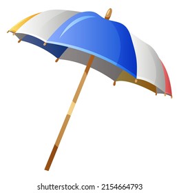 Beach umbrella. Sun protection on the beach. Cartoon style. Vector illustration isolated on white background.