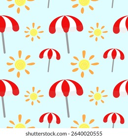 beach umbrella with sun summer seamless pattern backgroun and wallpaper	