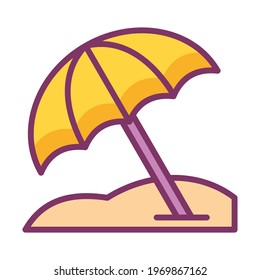 beach umbrella sunbathe summer single isolated icon with filled line style