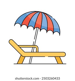 Beach umbrella, sunbed icon design in modern style