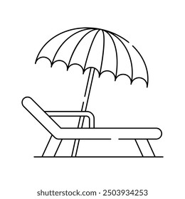 Beach umbrella, sunbed icon design in modern style