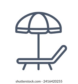 beach umbrella and sunbed icon - vector illustration