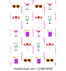 beach umbrella sunglasses cocktail beach holiday vector background