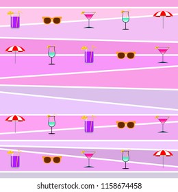 beach umbrella sunglasses cocktail beach holiday vector background