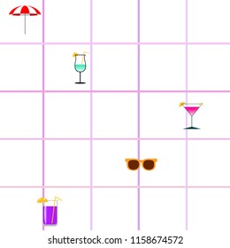 beach umbrella sunglasses cocktail beach holiday vector background