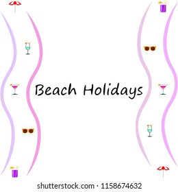 beach umbrella sunglasses cocktail beach holiday vector background