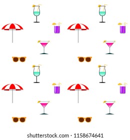 beach umbrella sunglasses cocktail beach holiday vector background