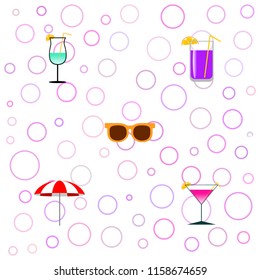 beach umbrella sunglasses cocktail beach holiday vector background