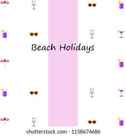 beach umbrella sunglasses cocktail beach holiday vector background