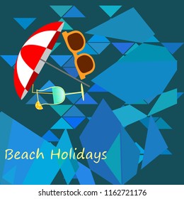 beach umbrella sunglasses cocktail beach holiday vector background