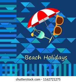 beach umbrella sunglasses cocktail beach holiday vector background